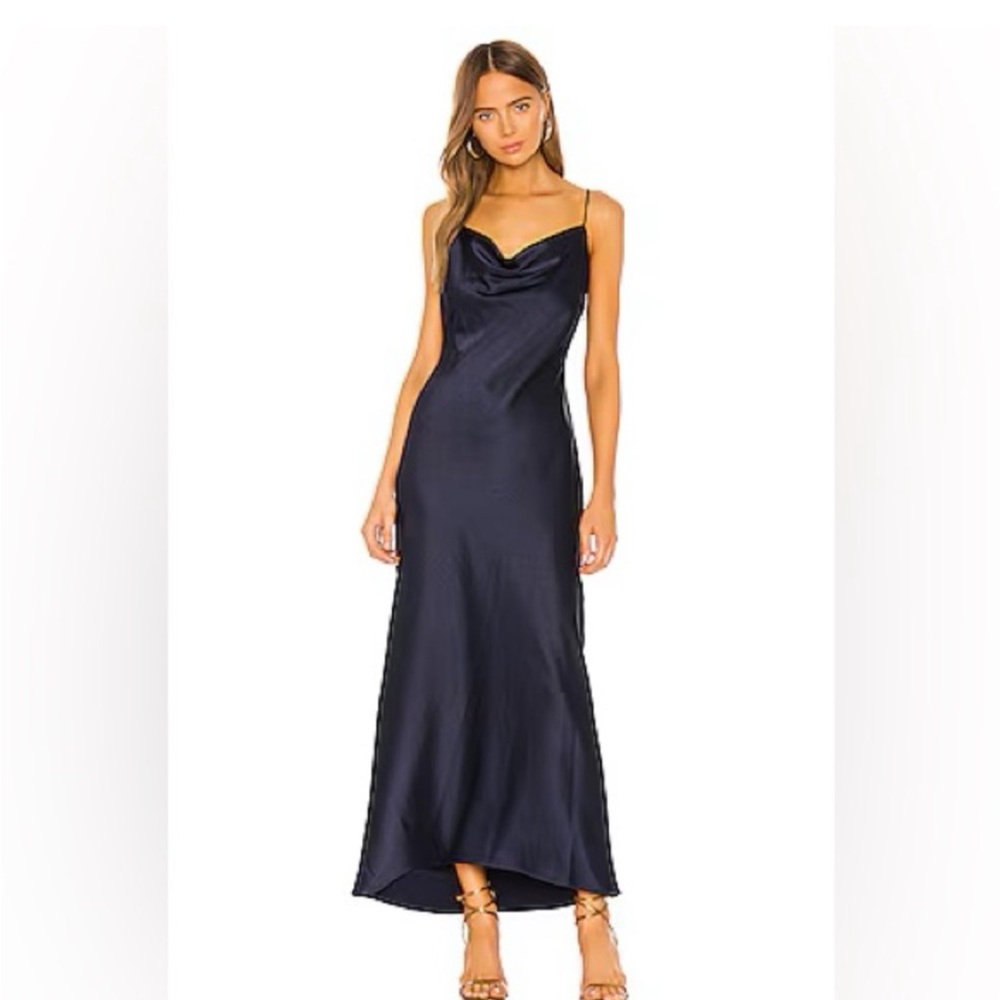 Alice + Olivia Harmony Drapey Slip Maxi Navy Blue Dress